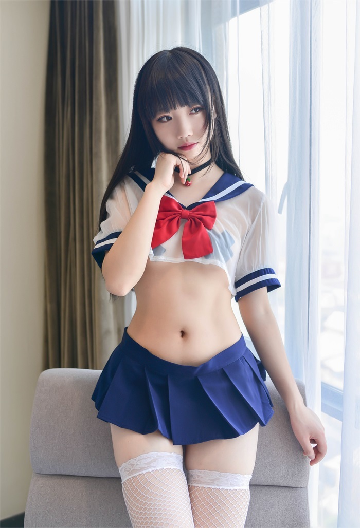 网红Coser@雪琪 – 透明JK 水手服渔网袜 [20P/21MB]