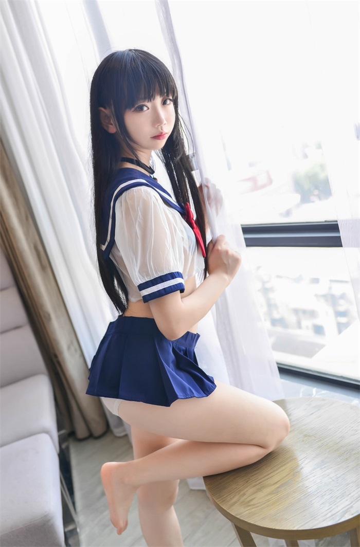 网红Coser@雪琪 – 透明JK 水手服渔网袜 [20P/21MB]