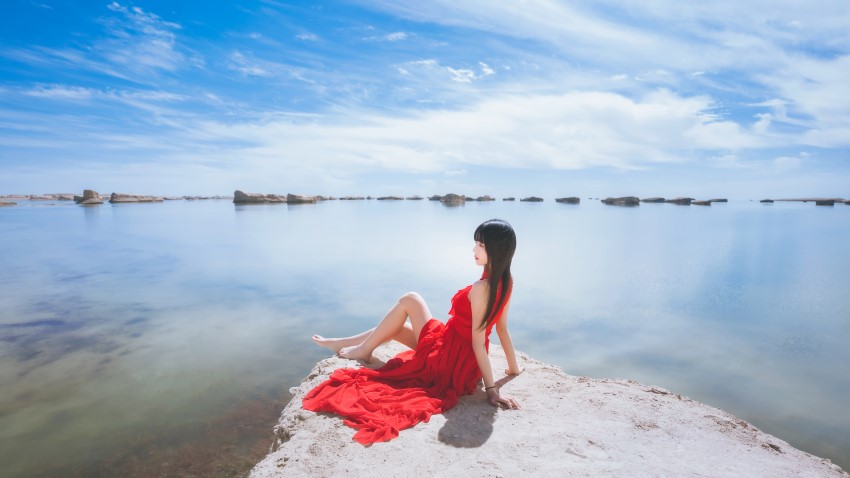 [喵糖映画]VOL.372 海边红裙 [25P/461MB]