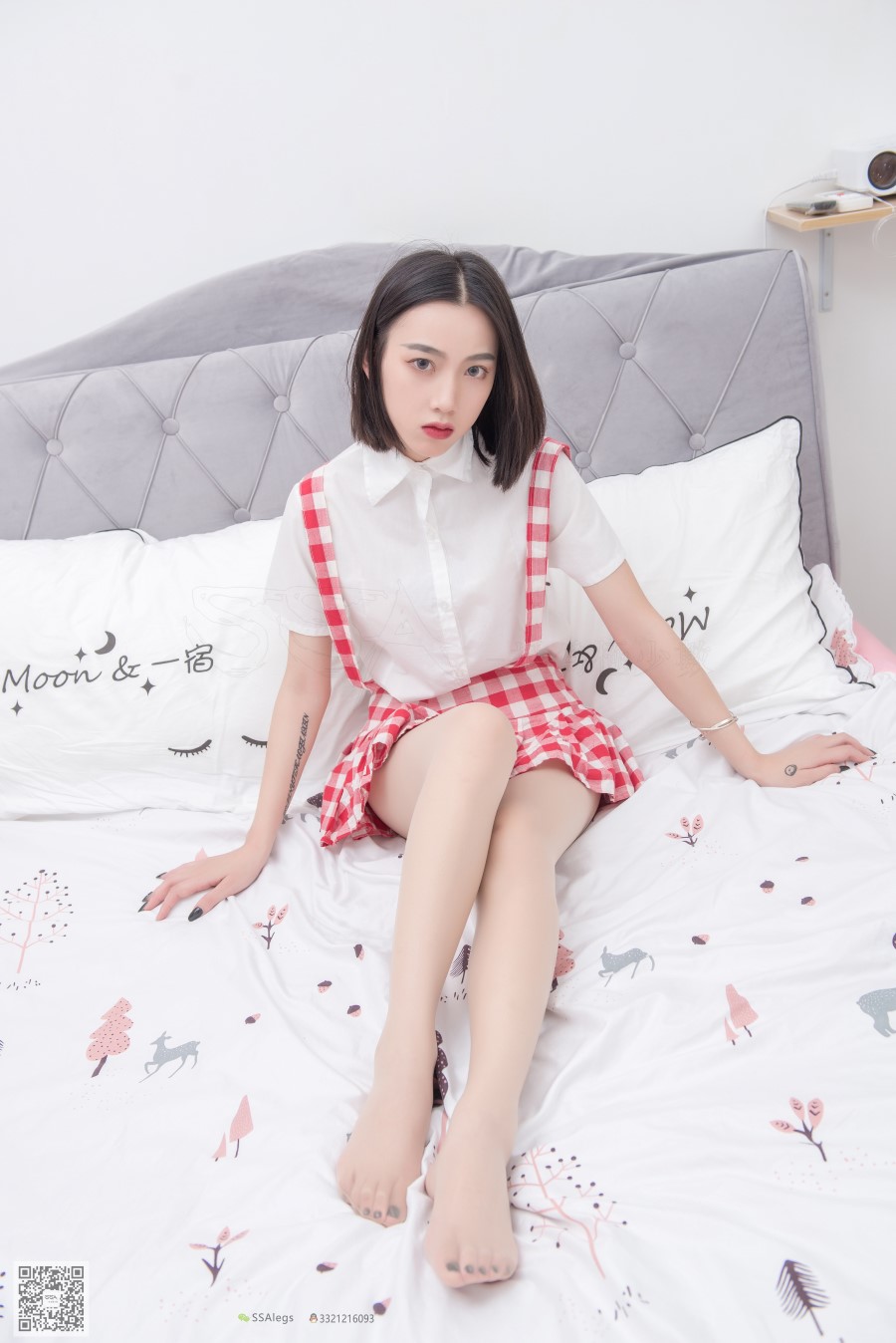 [SSA丝社]超清写真 NO.033 大大 红白格子齐臀超短裙肉丝 [99P/809MB]