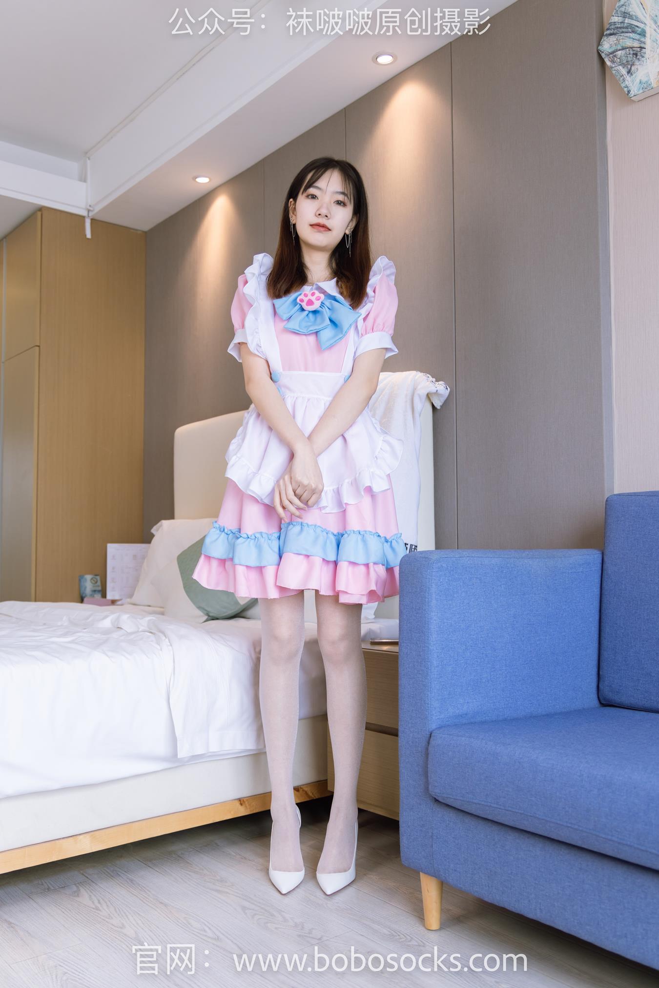 [BoBoSocks袜啵啵]NO.154 小甜豆-两双高跟鞋、珠光白丝、女仆装[200P/1V/7.11GB]