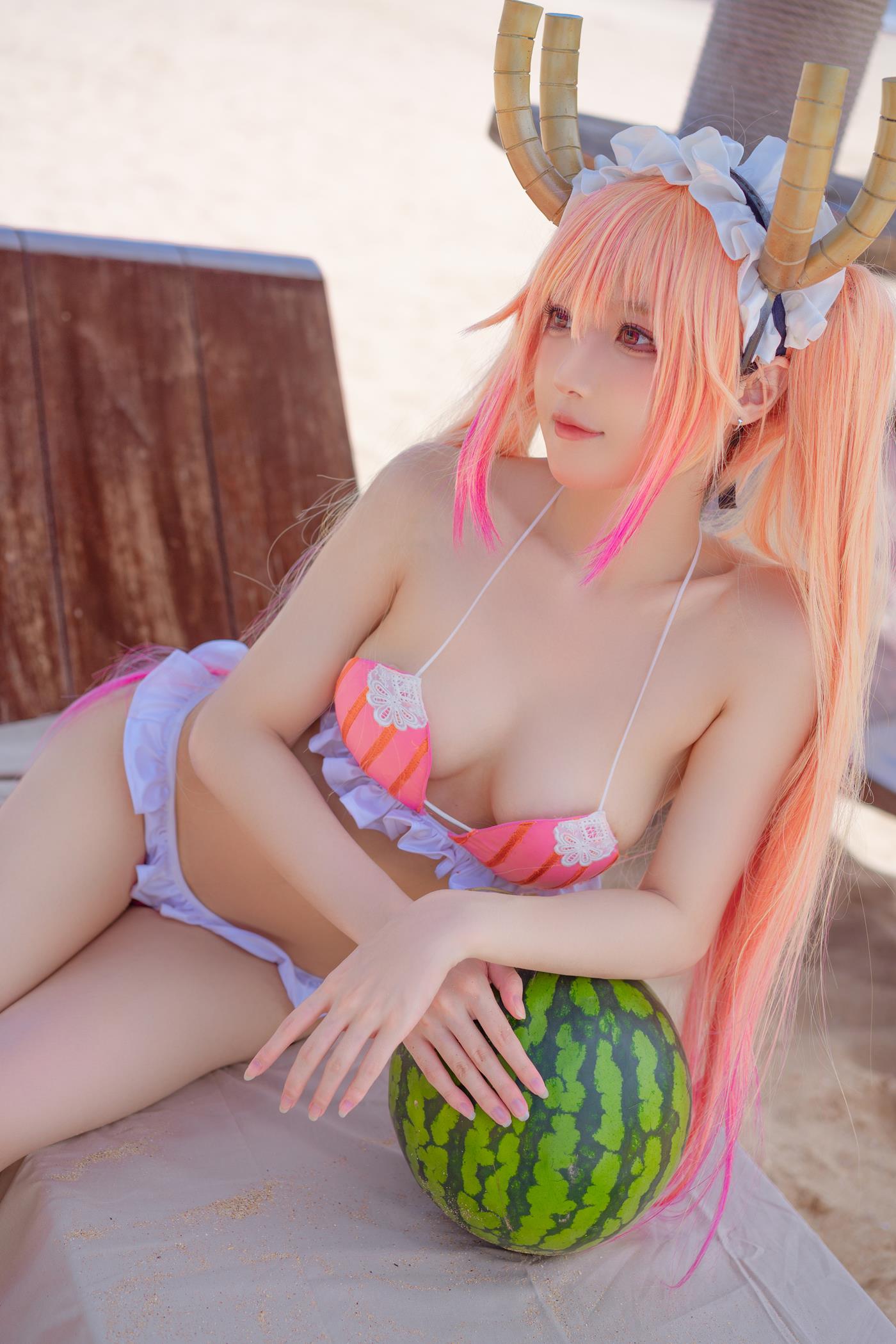 动漫博主阿包也是兔娘  10月舰长图 龙女仆泳装 [23P/507MB]