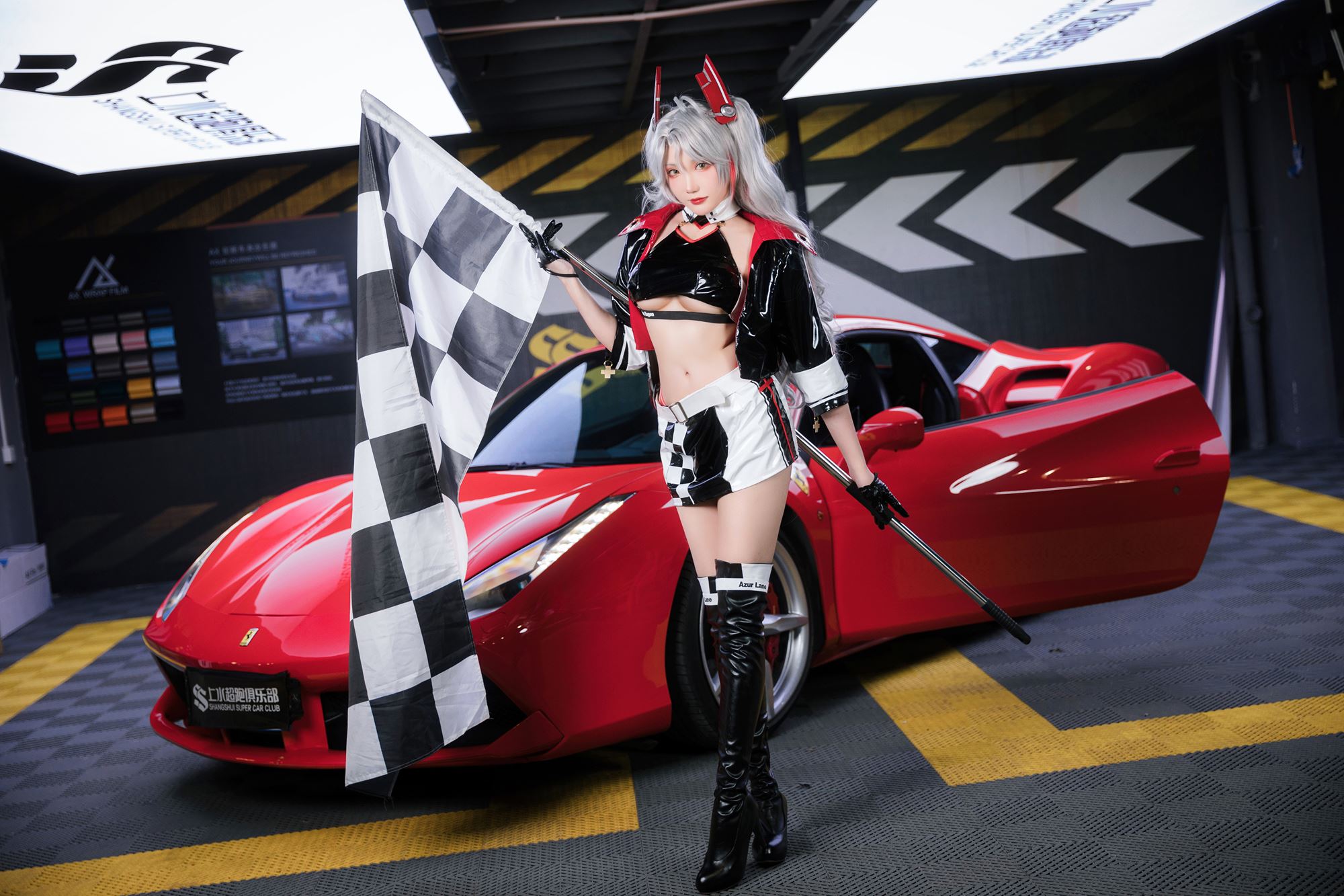 瓜希酱 &#038; Momoko葵葵 碧蓝航线-欧根&#038;企业-赛车女郎[58P/269MB]