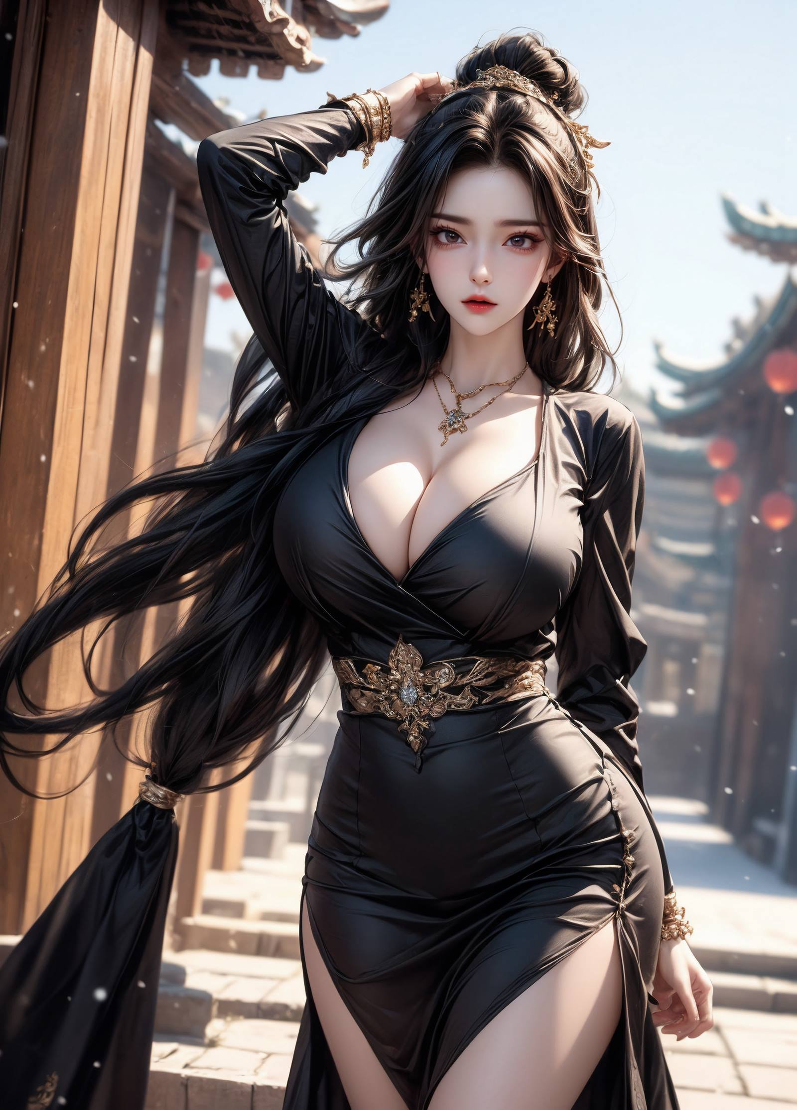 AI绘画 105 皇城贵妃-黑色衣裙[15P/58.4MB]