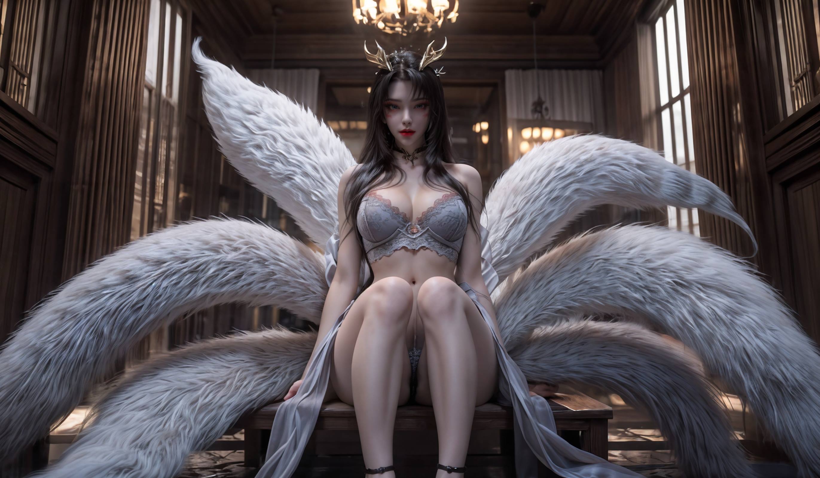 AI绘画 163 完美世界-天狐仙子 逼真狐尾[33P/110MB]