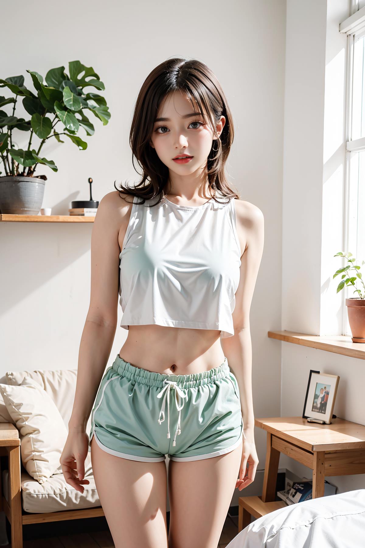 AI绘画 653 短裤少女居家[28P/57M]