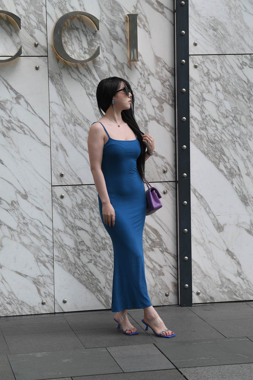 精选街拍作品 NO.5912 温婉蓝色吊带长裙[143P/420MB]