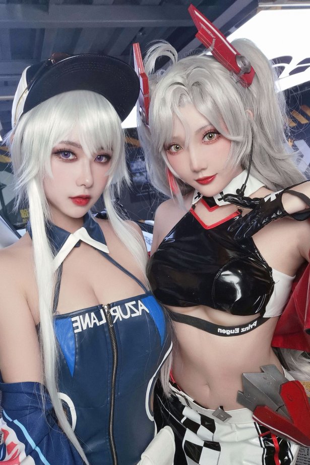 瓜希酱 &#038; Momoko葵葵 碧蓝航线-欧根&#038;企业-赛车女郎[58P/269MB]